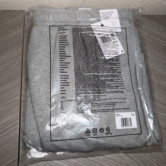 Nike Other - Nike Sportswear Club Fleece Mens Joggers BVC2671-063 Grey Size XXL NEW